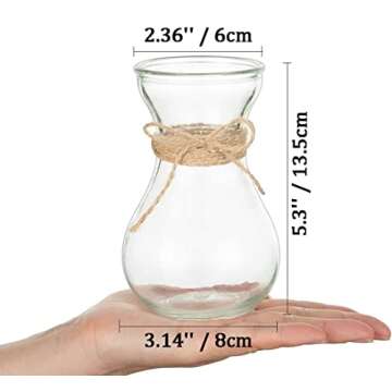 Small Glass Vases for Centerpieces - Hewory 12pcs Clear Mini Hyacinth Avocado Growing Bud Vase Bulk, Cute Tiny Flower Bulb Forcing Plant Containers Set for Wedding Home Living Room Table Decorations