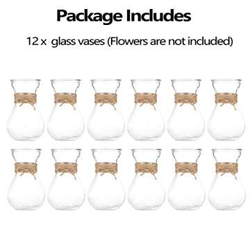 Small Glass Vases for Centerpieces - Hewory 12pcs Clear Mini Hyacinth Avocado Growing Bud Vase Bulk, Cute Tiny Flower Bulb Forcing Plant Containers Set for Wedding Home Living Room Table Decorations
