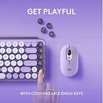Logitech POP Keys Mechanical Wireless Keyboard with Customizable Emoji Keys, Durable Compact Design, Bluetooth or USB Connectivity, Multi-Device, OS Compatible - Cosmos