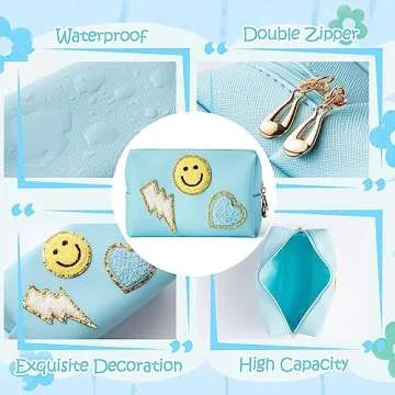 Chic LieToi Preppy Patch Toiletry Bag in Canal Blue