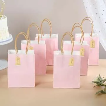 DjinnGlory Mini Pink Paper Bags for Parties and Gifts
