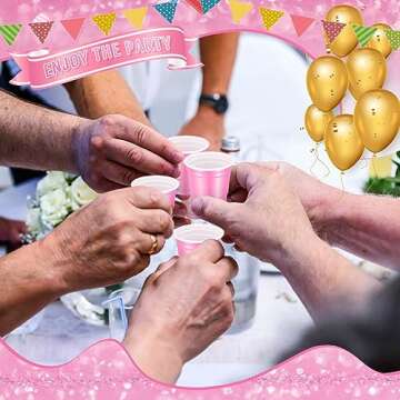 Roshtia 100 Pack 2 oz St.Patrick’s Day Plastic Shot Cups, Mini Disposable Shot Glasses 2 oz Small Plastic Cups for Wedding Party, Beer Taste Serving, Snacks(Pink)