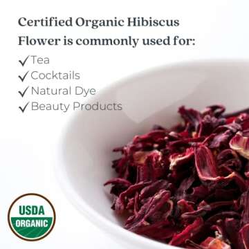 Starwest Botanicals Organic Hibiscus Flowers - Dried Hibiscus Flowers for Loose Leaf Herbal Tea, Natural Source of Antioxidants, Caffeine Free, Cut & Sifted, Certified Kosher, Non-GMO - Bulk 1 lb Bag