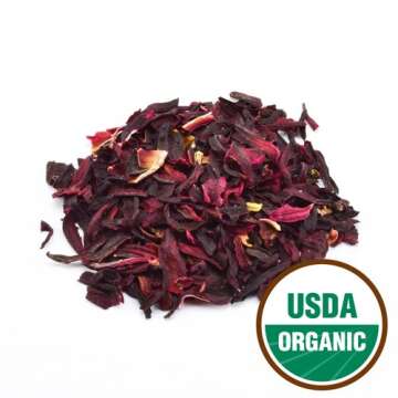 Starwest Botanicals Organic Hibiscus Flowers - Dried Hibiscus Flowers for Loose Leaf Herbal Tea, Natural Source of Antioxidants, Caffeine Free, Cut & Sifted, Certified Kosher, Non-GMO - Bulk 1 lb Bag