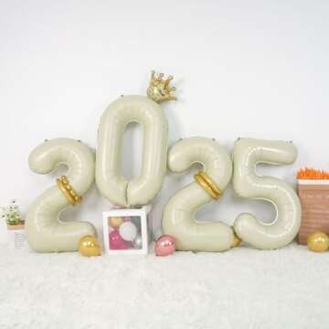 2025 Beige Number Balloons for New Year and Graduation Parties