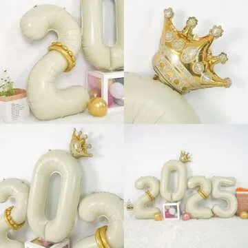 2025 Beige Number Balloons for New Year and Graduation Parties
