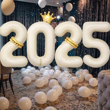 2025 Beige Number Balloons for New Year and Graduation Parties