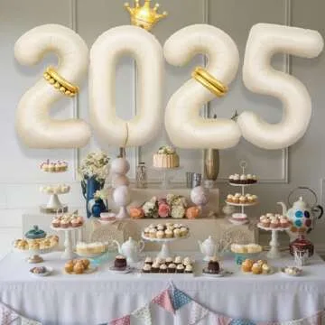 2025 Beige Number Balloons for New Year and Graduation Parties