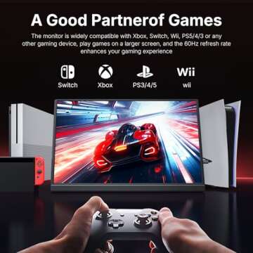 WGK 15.6-inch Portable Monitor for Travel and Gaming