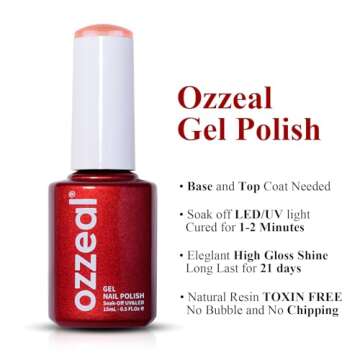 Ozzeal Gel Polish,0.5 Fl Oz Light Coral Orange Peach Gel Nail Polish Spring Summer Soak off LED UV G...