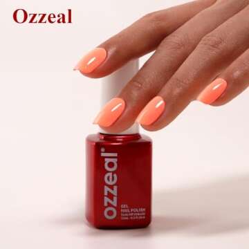 Ozzeal Gel Polish,0.5 Fl Oz Light Coral Orange Peach Gel Nail Polish Spring Summer Soak off LED UV Gel Nail Polish Art Starter Manicure Salon DIY Nail Gel Polish