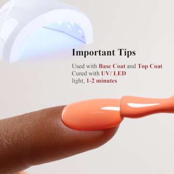 Ozzeal Gel Polish,0.5 Fl Oz Light Coral Orange Peach Gel Nail Polish Spring Summer Soak off LED UV Gel Nail Polish Art Starter Manicure Salon DIY Nail Gel Polish