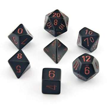 Chessex Black/Red Opaque Game Dice Set for RPGs and Cosplay