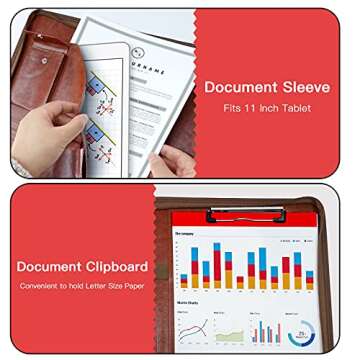 Zippered Padfolio Organizer, WRIYES Leather Planner Binder, 10.2 Inch Portfolio Folder for Documents, Letter Size Business Card Holder for Men&Women (Brown)