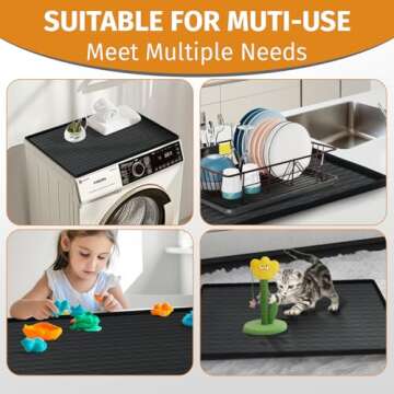 2 PCS Washer and Dryer Top Protector, 25.6''x 23.6'' Silicone Covers Mat for Washer and Dryer Top, W...