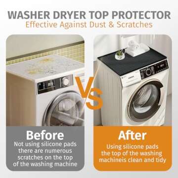2 PCS Washer and Dryer Top Protector, 25.6''x 23.6'' Silicone Covers Mat for Washer and Dryer Top, Waterproof Anti-Slip Dust-Proof Dryer Mat for Top of Home Kitchen Laundry