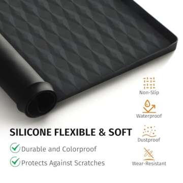 2 PCS Washer and Dryer Top Protector, 25.6''x 23.6'' Silicone Covers Mat for Washer and Dryer Top, Waterproof Anti-Slip Dust-Proof Dryer Mat for Top of Home Kitchen Laundry