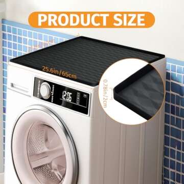 2 PCS Washer and Dryer Top Protector, 25.6''x 23.6'' Silicone Covers Mat for Washer and Dryer Top, Waterproof Anti-Slip Dust-Proof Dryer Mat for Top of Home Kitchen Laundry