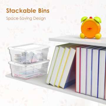 Peaknip 6 Quart Storage Bins - 4 Pack with Labels