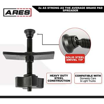 ARES 18028 - Heavy Duty Brake Pad Spreader - Built-in Comfort Tightening Knob - Heavy-Duty Steel Con...