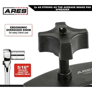 ARES 18028 - Heavy Duty Brake Pad Spreader - Built-in Comfort Tightening Knob - Heavy-Duty Steel Construction - Solid Steel Swivel Joint for Precise and Even Compression