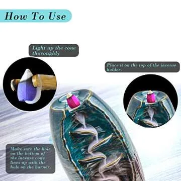 Munatass Ceramic Backflow Incense Holder with Cones