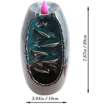 Munatass Ceramic Backflow Incense Holder with Cones