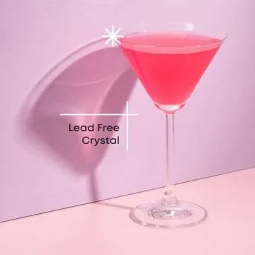 JoyJolt Olivia Cocktail Glass Set - Elegant Crystal Drinkware