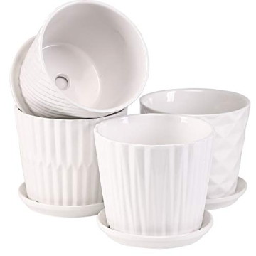 Elegant White Ceramic Cylinder Planters - Set of 4