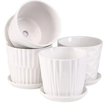 Elegant White Ceramic Cylinder Planters - Set of 4
