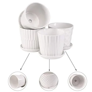 Elegant White Ceramic Cylinder Planters - Set of 4