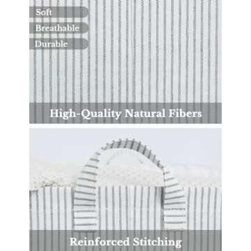 StorageWorks Storage Bins, Fabric Storage Bins for Shelves, Storage Baskets with Metal Frame, Closet Baskets and Bins with Handles, Gray and White Stripes, 2-Pack