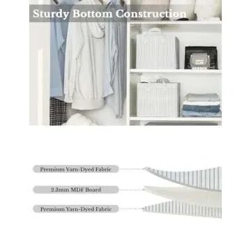 StorageWorks Storage Bins, Fabric Storage Bins for Shelves, Storage Baskets with Metal Frame, Closet Baskets and Bins with Handles, Gray and White Stripes, 2-Pack