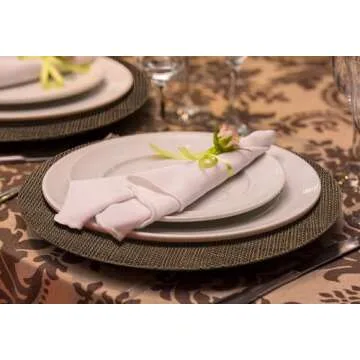 Burlap Charger Plates Set of 6: Rustic Burlap Charger Plates Table Decorations, for Dinner Plates WeddingThanksgiving and Thanksgiving,Christmas, Party, Birthday and Holiday Event Supplies (Color 2)
