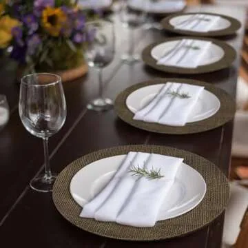 Burlap Charger Plates Set of 6: Rustic Burlap Charger Plates Table Decorations, for Dinner Plates WeddingThanksgiving and Thanksgiving,Christmas, Party, Birthday and Holiday Event Supplies (Color 2)