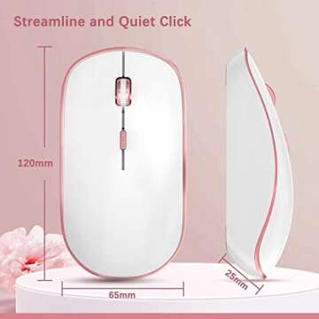 J JOYACCESS Ergonomic Wireless Keyboard Mouse Combo, Pink Mouse and Keyboard Combo, Typewriter Keyboard Wireless, Portable Wireless Keyboard for Computer/Laptop/Windows/Mac