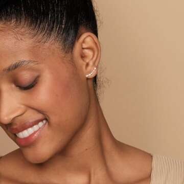 PAVOI 14K Gold Plated Sterling Silver Post Cubic Zirconia Ear Crawler Earrings - Climber Earrings fo...