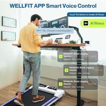 COZYINN Walking Pad with Incline, Under Desk Treadmill for Home Office, 2.5HP 10% Incline Voice Control Smart Treadmills Compatible with WELLFIT KINOMAP APP for Home/Office - 300 LB Capacity