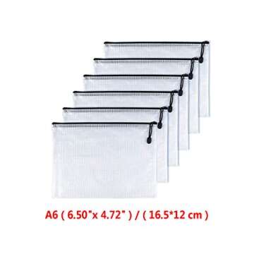 Oaimyy-A6(4.5"x 6.5",12 Pcs),Plastic Mesh Zipper Pouch Document Folders Bag Zip File Folders for Sch...