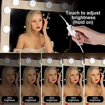 Vanity Lights for Mirror, 16 LED Bulbs Hollywood Makeup Lights, 3 Color Modes, Dimmable Brightness, Plug in, Stick up, for Dressing Table Bathroom Body Wall Mirror Lights