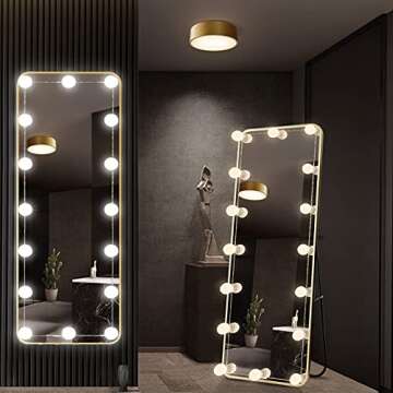 Vanity Lights for Mirror, 16 LED Bulbs Hollywood Makeup Lights, 3 Color Modes, Dimmable Brightness, Plug in, Stick up, for Dressing Table Bathroom Body Wall Mirror Lights