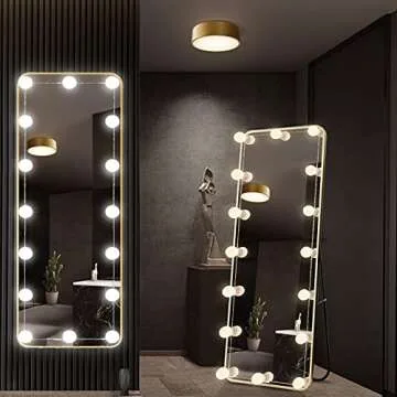 Vanity Lights for Mirror, 16 LED Bulbs Hollywood Makeup Lights, 3 Color Modes, Dimmable Brightness, Plug in, Stick up, for Dressing Table Bathroom Body Wall Mirror Lights