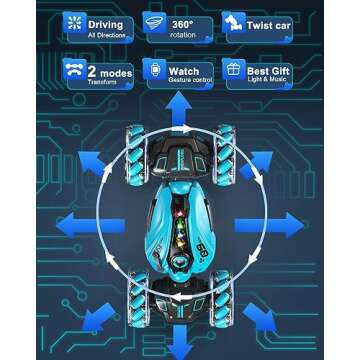 KB KAIBO Gesture Rc Car with Spray, 1:12 Large 4WD Hand Controlled RC Car, All Terrain Remote Control Car for Boys 8-12,Toys for 7 8 9 10 11 12 Year Old Boys/Girls, Gift Birthday Christmas 2024-Blue