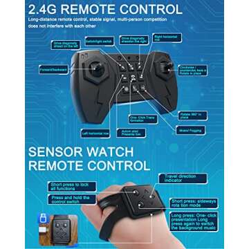 KB KAIBO Gesture Rc Car with Spray, 1:12 Large 4WD Hand Controlled RC Car, All Terrain Remote Control Car for Boys 8-12,Toys for 7 8 9 10 11 12 Year Old Boys/Girls, Gift Birthday Christmas 2024-Blue