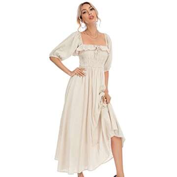 R.Vivimos Women Summer Half Sleeve Cotton Ruffled Vintage Elegant Backless A Line Flowy Long Dresses...