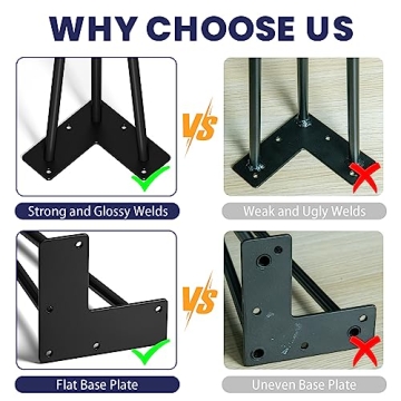 SMARTSTANDARD 18 Inch Hairpin Table Legs, 3 Steel Rods 1/2 Inch Pipe Diameter, 800lbs Load Capacity, Mid-Century Style for Coffee Table, Side Table, Night Stand (Black, 4PCS)