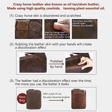 Tooling Leather Square 1.8-2.0MM Thick Genuine Top Full Grain Oil Tan Crazy Horse Cowhide Leather Sheets for Crafts Tooling Sewing Wallet Earring Hobby (Brown, 8"x12")