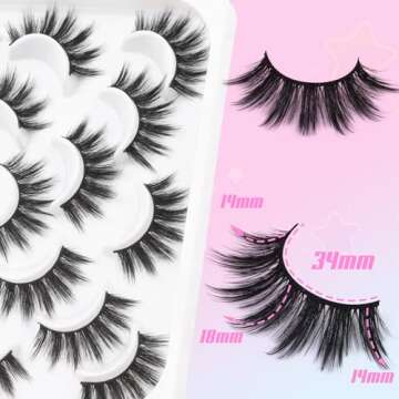 Losha False Eyelashes 10 Pairs Wispy Faux Mink Lashes Soft 3D Volume Fake Eyelashes Handmade Reusable False Lashes Dramatic Long Eye Lashes Pack (Glam)