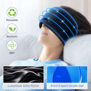 TOMEISOR Migraine Relief Cap, Foldable Eye Visible Headache Relief Cap, Migraine Relief Hot and Cold...