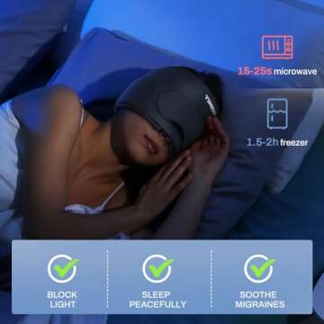 TOMEISOR Migraine Relief Cap, Foldable Eye Visible Headache Relief Cap, Migraine Relief Hot and Cold Hangover Cap Ice Gel Cap 360° Fit, Migraine Ice Mask, Headache Migraine Hat Best Home Health Gift